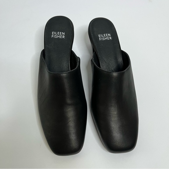 Eileen Fisher Nappa Leather Black Slip-On Mules size 7.5 - Picture 1 of 15